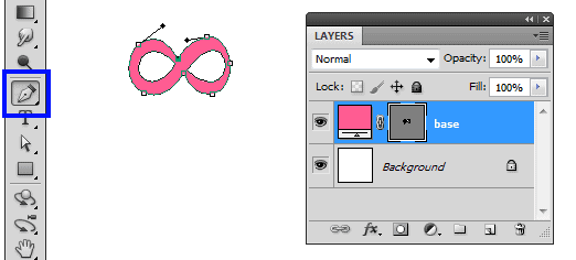 Create an infinity sign with Pen Tool in Photoshop CS5