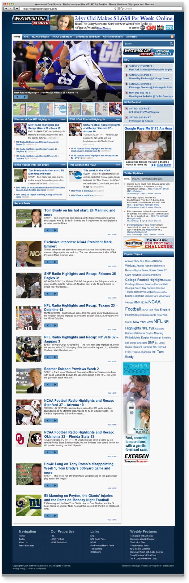 Westwood One Sports - website screenshot