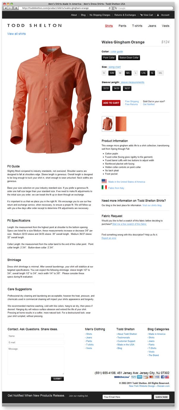 Toddshelton.com - Wales Gingham Orange Shirts