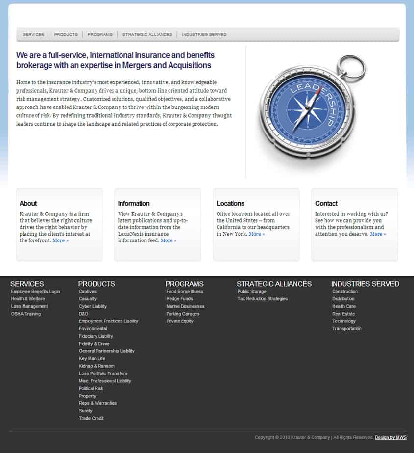 Krauter website before redesign