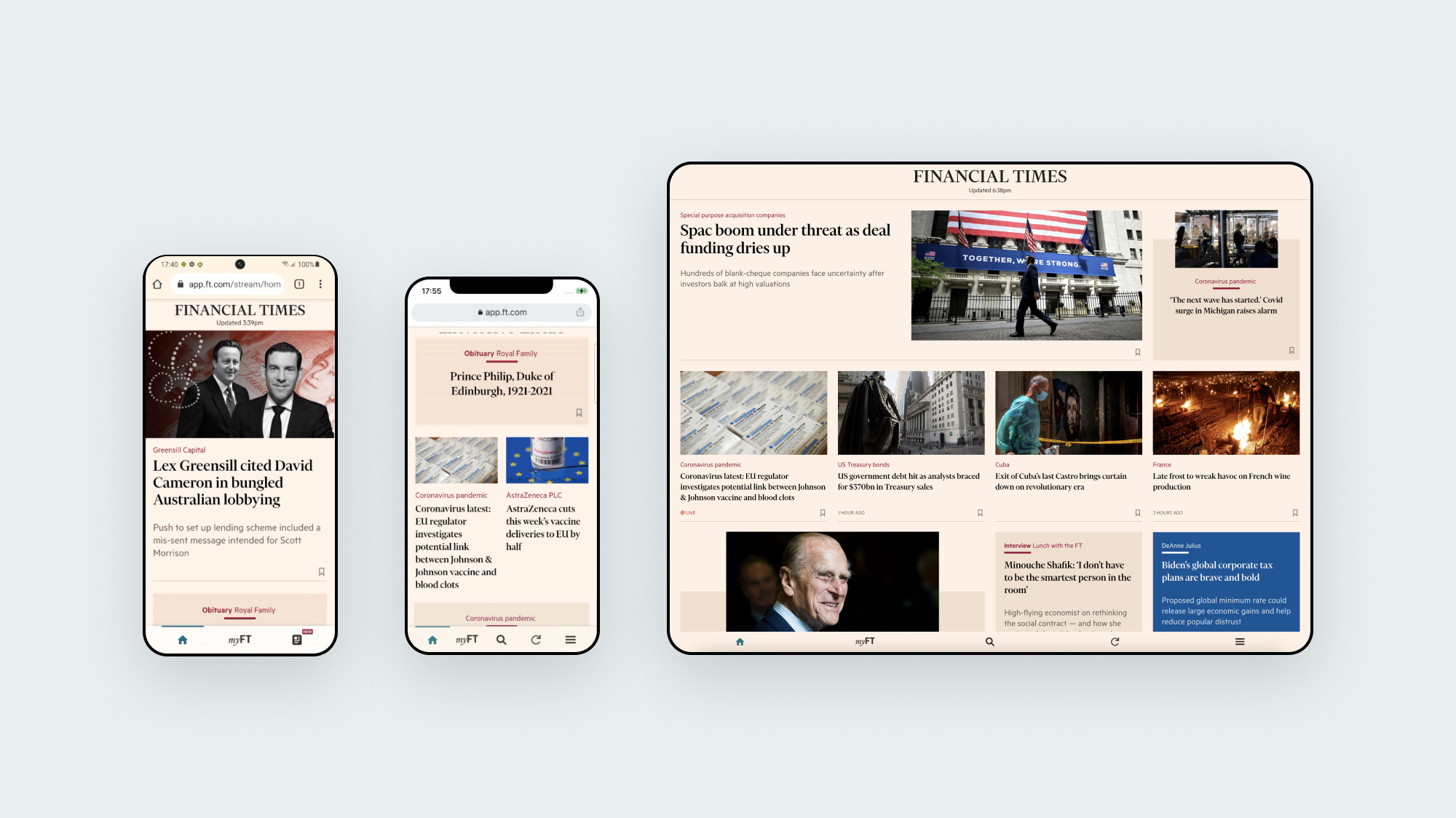 PWA example. Financial Times.